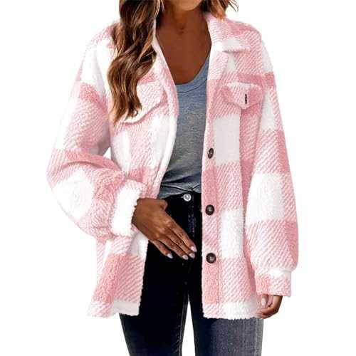 AMhomely Check Jackets For Women UK Plus Size Velvet Jacket Plaid Cardigan Outwear Double Double Casual Coats Vintage Shirt Jacket Fall Thick Shirts Coats Outwear Long Sleeve Shacket Clearance