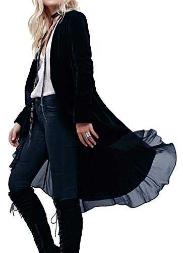 R.Vivimos Autumn Winter Women Velvet Ruffle Coat Casual Vintage Long Jacket Collarless Classic Swallowtail Hem Blazer