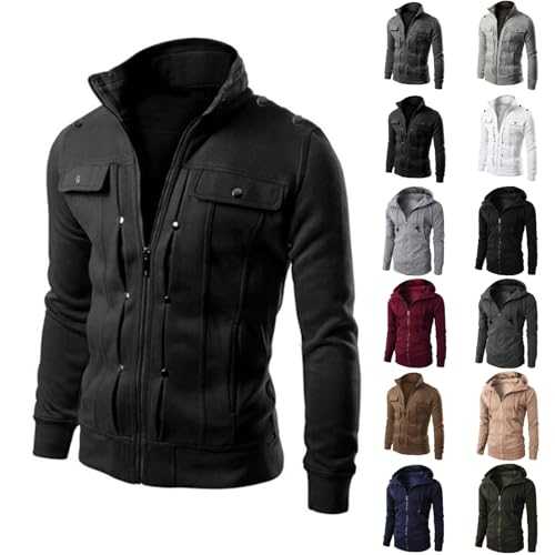 Design Lapel Jacket for Men UK Sales Clearance,Fall and Winter Zipper Jackets with Hooded,Lightweight Big and Tall Work Jackets with Pockets,Casual Warm Outdoor Work Puffer Coat for Men