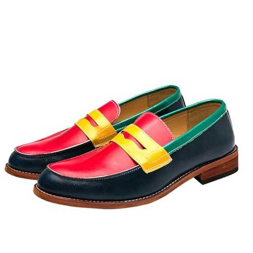 Leather Shoes Men's Classic Traditional Shoes Colourful Leather Casual Shoes Without Laces Low Wedge Oxford Shoes Casual Fashion Business Shoes Lace Toe Loafers