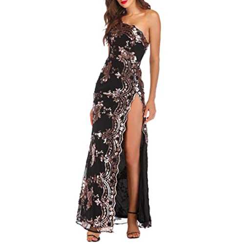 One Shoulder Long Dresses for Women Evening Sexy Revealing Anticlinal Shoulder Dress Skirt High Slit Long Dress Long Night Dresses for Wedding
