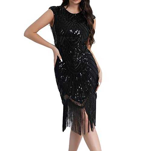 Wuchieal Women's 1920s Flapper Dress Gatsby Long Evening Prom Sequin Party Dress