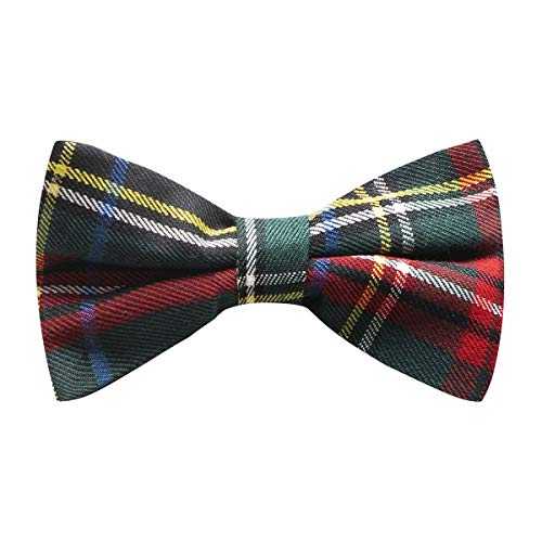 King & Priory Traditional Dark Green & Black Tartan Bow Tie, Check, Plaid