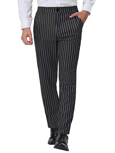 Lars Amadeus Men's Striped Dress Pants Straight Fit Color Block Business Stripe Trousers