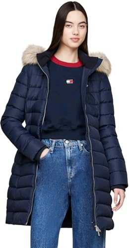 Tommy Jeans Women’s Essential Hooded Down Coat with Faux Fur