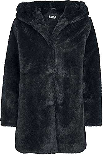 Urban Classics Women's Teddyjacke Plüsch Mantel Aus Fleece-Ladies Hooded Teddy Coat Faux Fur