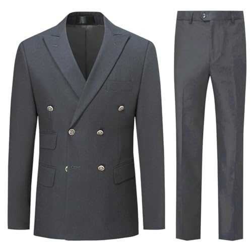 Allthemen Mens 2 Piece Double Breasted Suits Business Slim Fit Suit Formal Suit Jackets Trousers