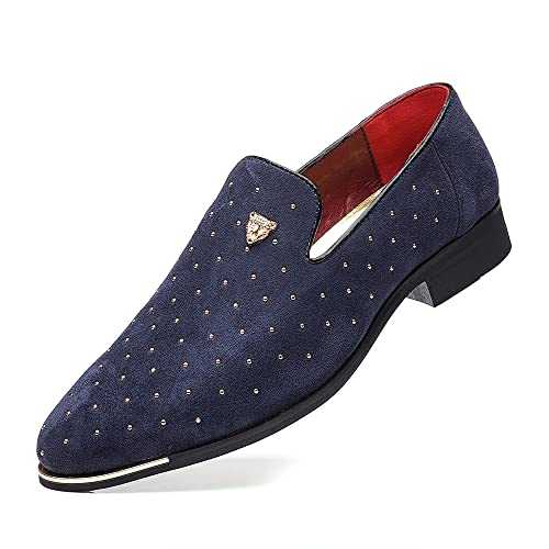 Men Slip-On Shoes Velvet Leather Oxfords Luxury Party Dress Shoes Nightclub Loafers