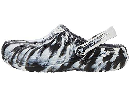 Unisex Classic Lined Marbled Clog, White/Black, 3 UK