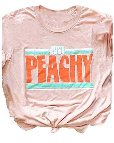 Ykomow Just Peachy T Shirt Womens Short Sleeve Casual Summer Graphic Tees Tops