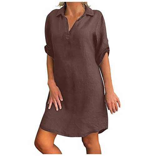 AMDOLE Womens Dresses V-NeckHolidayLoose Dress Dressing Gowns for Women UK