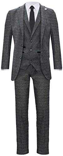 Men's Classic 3 Piece Herringbone Authentic 1920s Blinders Tailored Tweed Suit