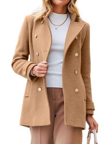 IDEALSANXUN Womens Fall Winter Peacoat Wool Coat Double Breasted Trench Coat