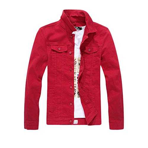 YOUCAI Men's Denim Jacket Casual Retro Slim Long Sleeve Streetwear Button Denim Jackets Military Blazer Casual Outerwear