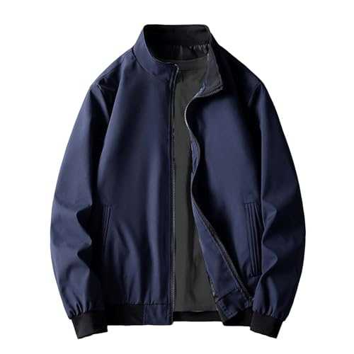 Generisch Men's Summer Jacket Lightweight Sporty Bomber Jacket Red Slim Fit Long Sleeve Collared Neck Ribbed Cuff Straight Pocket 6 Pockets Summer, Autumn