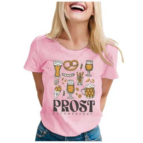 Women's Oktoberfest Graphic T Shirt Trendy Casual Short Sleeve Top Glitter