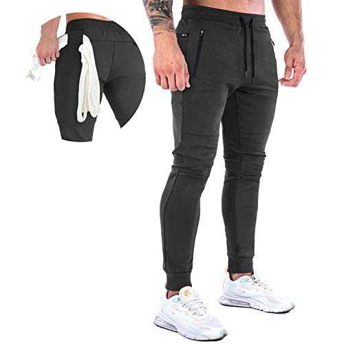 MakingDa Slim Fit Joggers Men Tracksuit Bottoms Gym Trousers Sweatpants with Zip Pockets Training Pants
