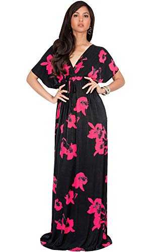 KOH KOH Womens Long Summer Floral Evening Sexy Kaftan Evening Gown Maxi Dress