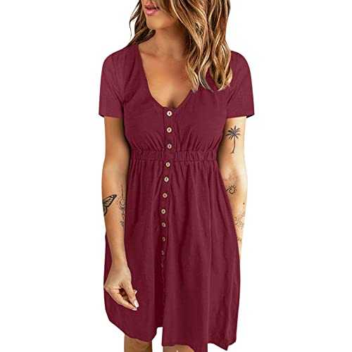 Cute Summer Dress Womens Casual Summer T Shirt Style Short Sleeve Flare Dress with Pockets Dresses for Summer Casual