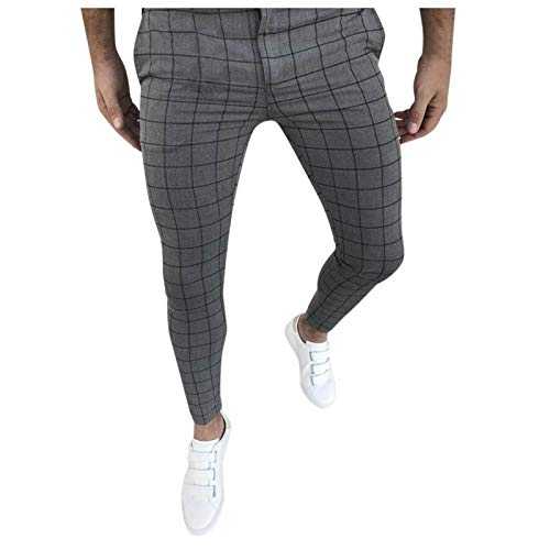 MILAX Men's Casual Trousers, Checked Business Trousers, Chino Streetwear, Long Trousers, Sports Trousers, Sweatpants, Slim fit, Men's Checked Business Trousers