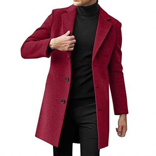 liaddkv Men's Coat Business Wool Coat War M Winter Coat Long Jackets Coats Belt Loose Jacket Men's Autumn and Winter Long Trench Coat Double Breasted Coat Winter Warm Outerwear