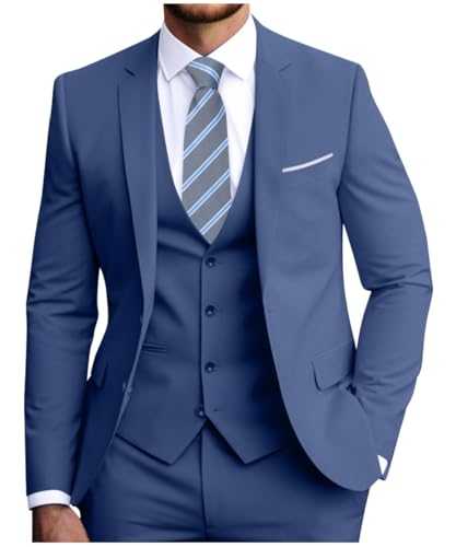 Fesenbo Mens Suit Slim Fit 3 Pieces Suit Blazer Vest Pants Set, Formal Prom Suit for Men Dress Wedding Suits Tuxedo