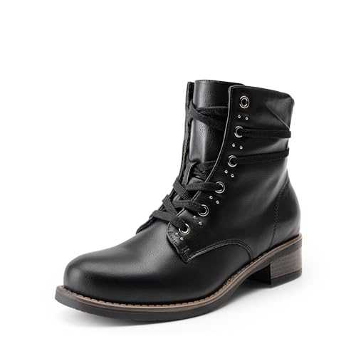 DREAM PAIRS Women's Snow Shoes Fur Lined Ankle Bootie Lace up Low Chunky Block heels Side Zipper Winter Boots SDAB2429W-E