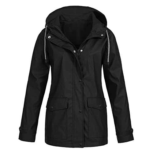Waterproof Jackets Clearance Women Lightweight Trench Coats Raincoat Plus Size Casual Rain Jacket Sports Windbreaker Breathable Raincoats Hooded Waterproof Windproof Outdoor Coats Size 8-22