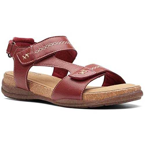 Men's Roseville Mae Flat Sandal, Red Leather, 9 UK