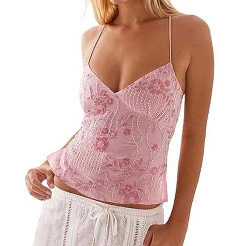 Nicoxijia Womens Sequin Sparkle Halter Crop Tops Sexy Sleeveless Deep V Neck Backless Glitter Tank Top Y2k Bling Rave Outfits