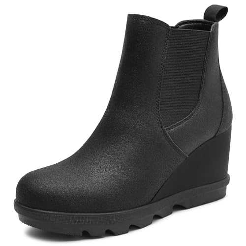 shoeslocker Women's Ankle Boots Suede Low Wedges - Comfort & Fashion Boots for womens