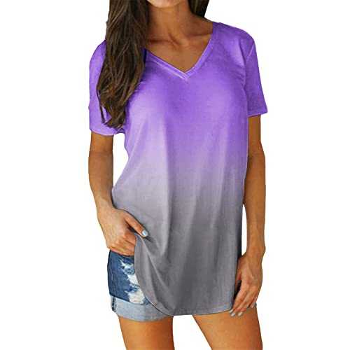 Women's Blouses & Shirts Top Tshirt for Women Cotton Short Sleeves Solid Color Outdoor Loose Causal Tshirt Women Running T Shirt Nightshirts for Women