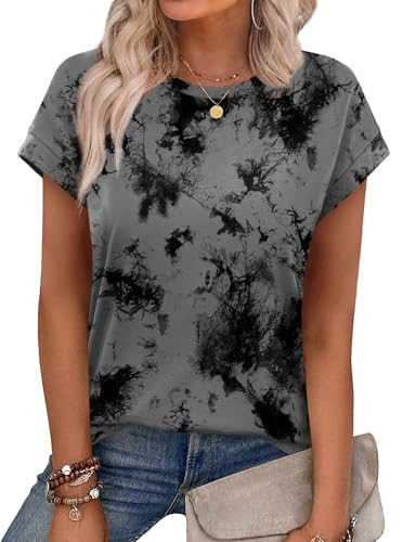 Aokosor Womens Summer Tops Floral Printed Short Capsleeve Shirts Crew Neck Cute Fashion Dressy Tunic Blouses for UK