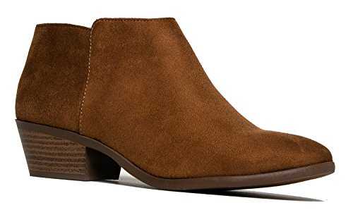 J. Adams Lexy Ankle Boot - Low Stacked Heel Closed Toe Casual Western Bootie