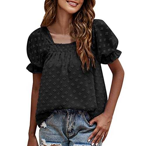 Polyester Womens Shirt Jacquard Double Pleated Sweet Women's Top 3 4 Sleeve Shirts for Women