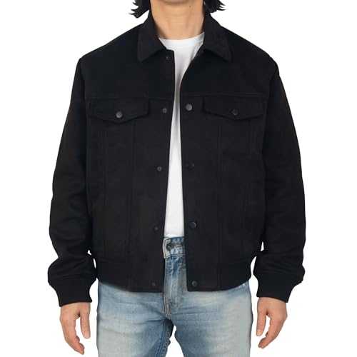 Alpine Swiss Blake Mens Vegan Suede Bomber Jacket Lightweight Slim Fit Casual Softshell Coat