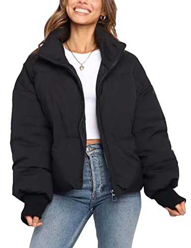 Zontroldy Womens Winter Warm Quilted Zip Loose Short Puffer Down Jacket Coat