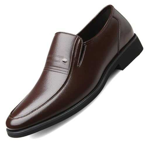 UOPYNE Men's Dress Oxford Shoes Top-Grain Leather Office Slip-on Breathable Anti-Slip Shoe for Business Office Party Wedding