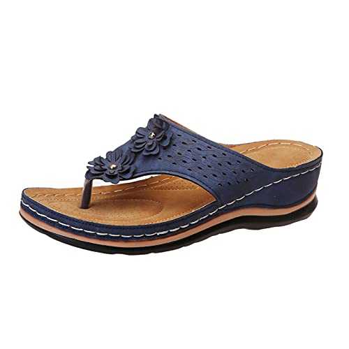 WILLBEST Womens Flat Sandals Anti-Slip Thong Open Toe Faux Leather Elastic Band Sandal with Memory Foam Insole Slingback Heels Dress Sandals Holiday Summer Shoes