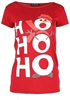 OOPS Outlet Ladies Womens Xmas Santa Claus Belt Print Long Sleeves Novelty Snowman T Shirt Funny Fancy Festive Present