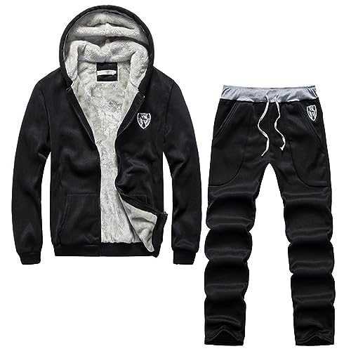 Scarf Men 2 Pieces Winter Casual Solid Jogger Sports Gym Sweatsuit Long Sleeve Hoodies Cotton Padded Pants Kids Ski Suit