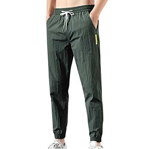 Men Casual Trousers | Men's Elastic Drawstring Waist Sweatpants | Casual Loose Fit Solid Lace Up Tracksuit Bottoms | Light Comfortable Jogging Pants | Men Summer Harem Sweat Pants with Pockets