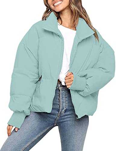 ZESICA Women's Winter Warm Long Sleeve Zip Up Drawstring Baggy Cropped Puffer Down Jacket Coat Outerwear