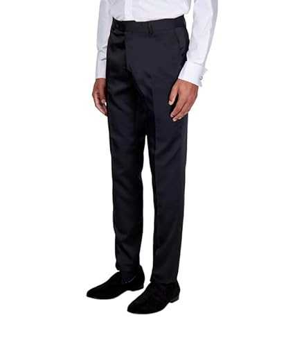 Xposed Mens Black Dress Trousers Satin Silky Feel Classic Tailored Fit Formal Dinner Suit Pants
