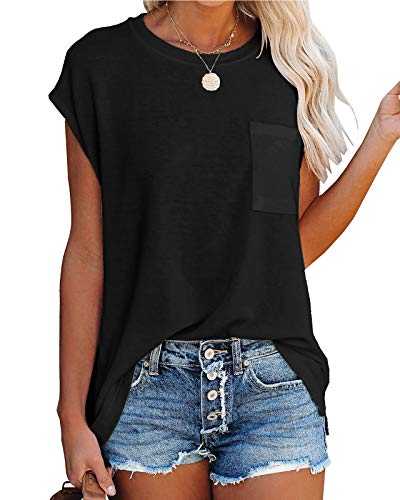WMZCYXY Womens Tank Top Summer Tops Sleeveless T Shirt Crew Neck Casual Loose Fitting Shirts with Pocket