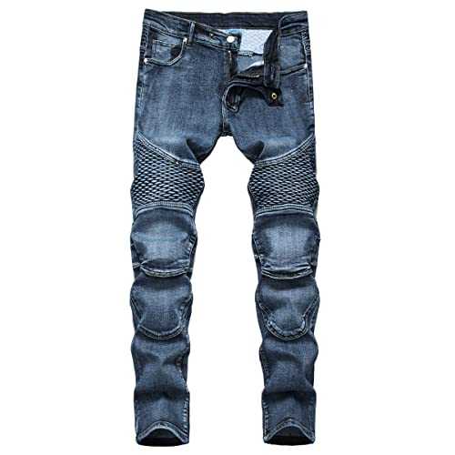 YOUTHUP Men's Jeans Straight Regular Fit Stretch Casual Denim Trousers Ripped Design Stylish Jeans All Waist