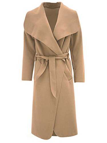 66 Fashion District Women Italian Long Duster Jacket Ladies French Belted Trench Waterfall Coat 8-14