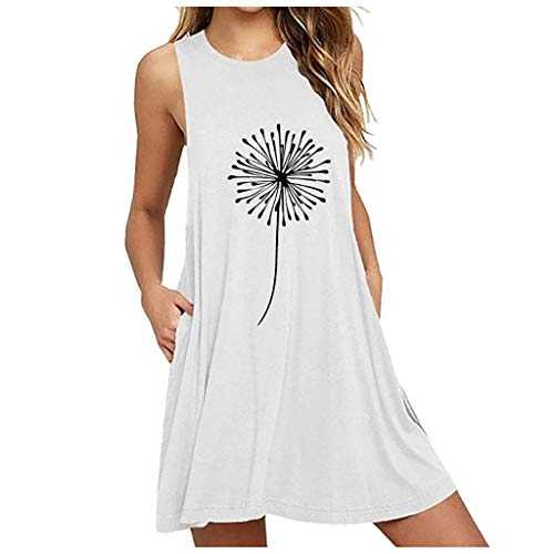 AMDOLE Maxi Dresses for Women UK Sleeveless Casual Fashion Pocket Printing Womens Women's Dress Fashion Summer Dresses for Women UK