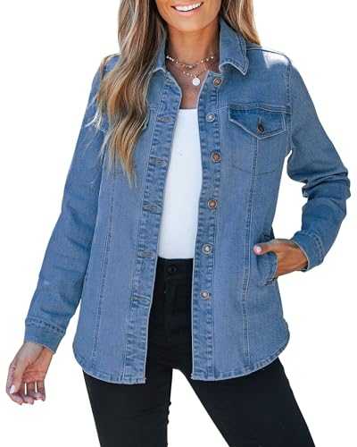 Denim Jackets for Women uk Denim Jacket Western Oversized Shacket Jacket Button Up with Pockets