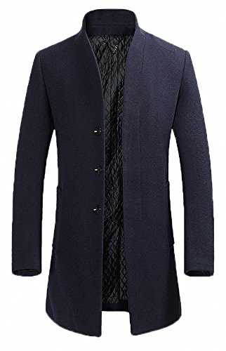 FASHINTY Men's Classical France Style Stand Collar Worm Wool Coat #00001W